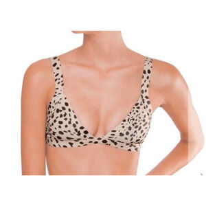 One One Women's Kameron Bikini Top Animal Print Size Medium Adjustable Beige